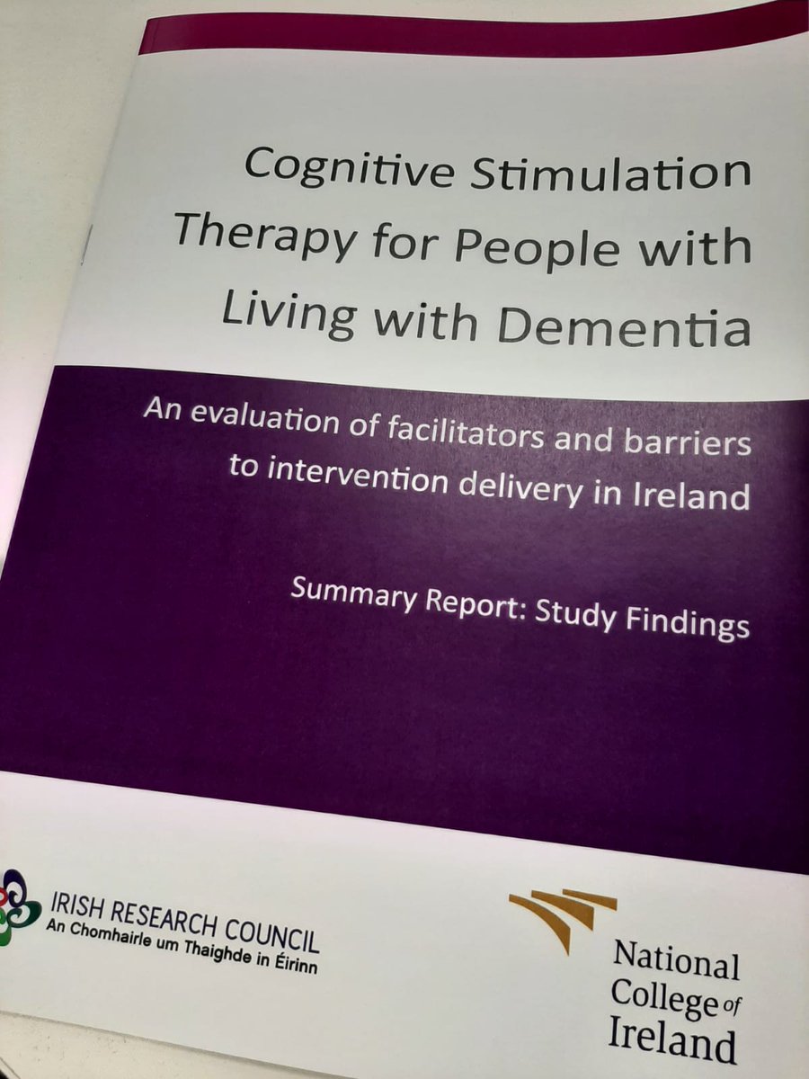 Launch🔈Fascinating hearing from @NCIRL Researchers @MichelleE_Kelly & @HanniganCaoimhe this morning as they present on the #CognitiveStimulationTherapy Report findings. @IrishResearch #DementiaReserch
