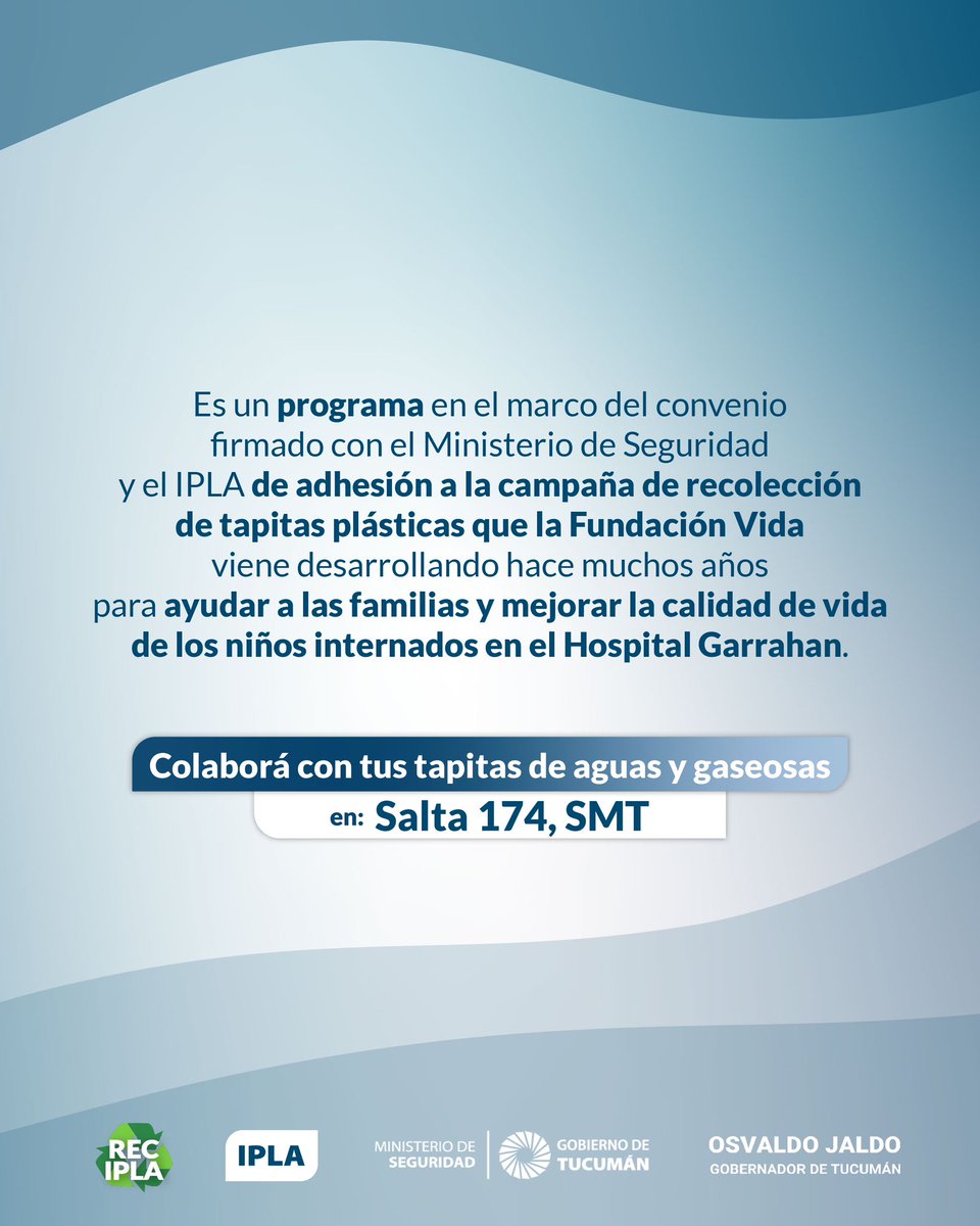 ❤️ A través de nuestro programa RECIPLA buscamos colaborar con los niños que están internados en el Hospital Garrahan.

Trae tus tapitas a nuestras sedes del <a href="/IPLAtucuman/">IPLA Tucumán</a> para colaborar entre todos.