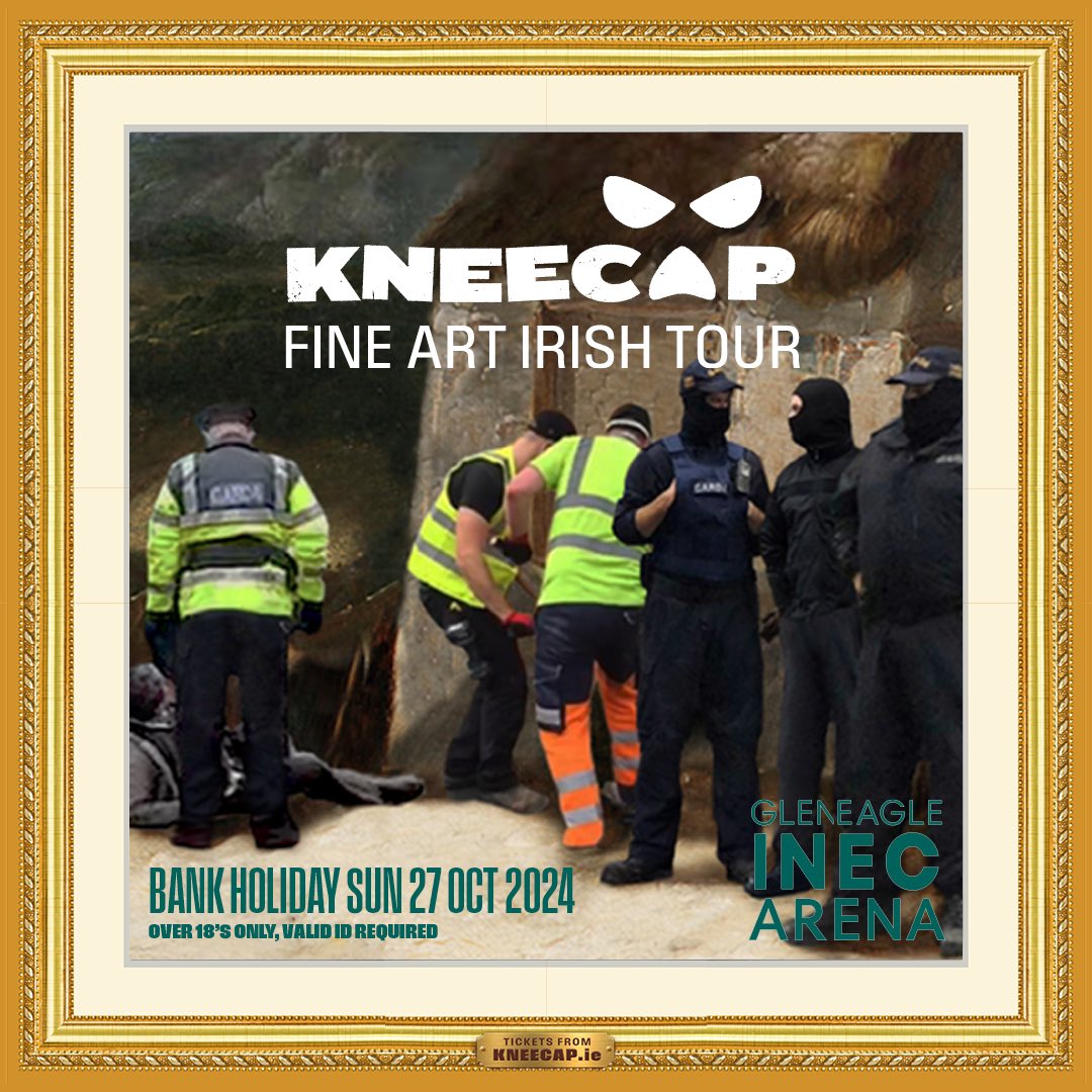All Kerry heads about the Kingdom 👑 🍄 We come to Killarney for the first time on October 27th as part of our Fine Art Tour 🔥 Pre-sale now live here: ticketmaster.ie/artist/5309006… General sale via Kneecap.ie 10am Friday