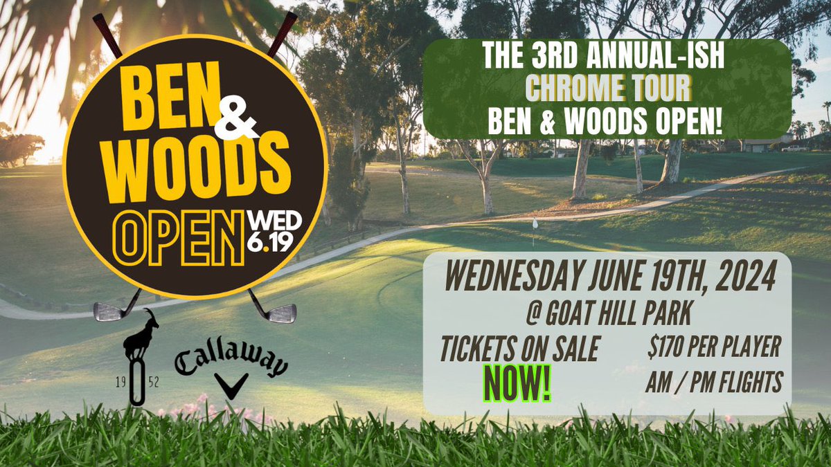 There's still some openings available for the 3rd Annual-Ish Chrome Tour Ben & Woods Open on 6/19 at Goat Hill Park! We promise, there will be no ziplock bags... BUY: eventbrite.com/e/3rd-annual-i…