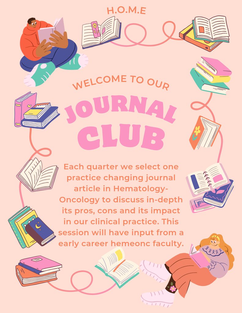 👉 #MedEd 📢
Coming in 2024 fall, #Medtwitter trainees interested in #hemeonc will be able to join our #journalclub discussing practice changing articles. This discussion will be lead by hemeonc fellow @DrSAHaddad & an invited early career stage hemeonc faculty as our guest 🙂