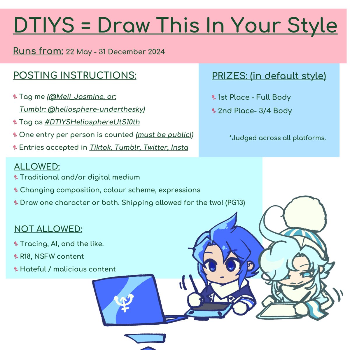 The #DTIYS is now LIVE! Happy 10th birthday, Heliosphere: Under the Sky! And Happy Flower Moon, everyone! 🌸🌙

*(full comic and more details in thread)

#drawthisinyourstyle #drawthisinyourstylechallenge