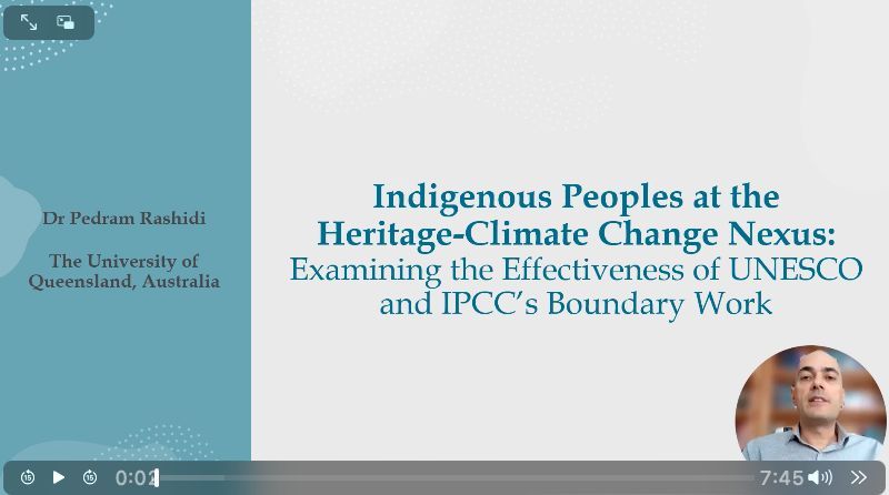 #DidYouKnow that at @RISjnl we offer the chance to do video abstracts? Here is Pedram Rashidi speaking about his article 'Indigenous peoples at the heritage–climate change nexus: Examining the effectiveness of UNESCO and the IPCC’s boundary work' 👇 buff.ly/3v3AeDC