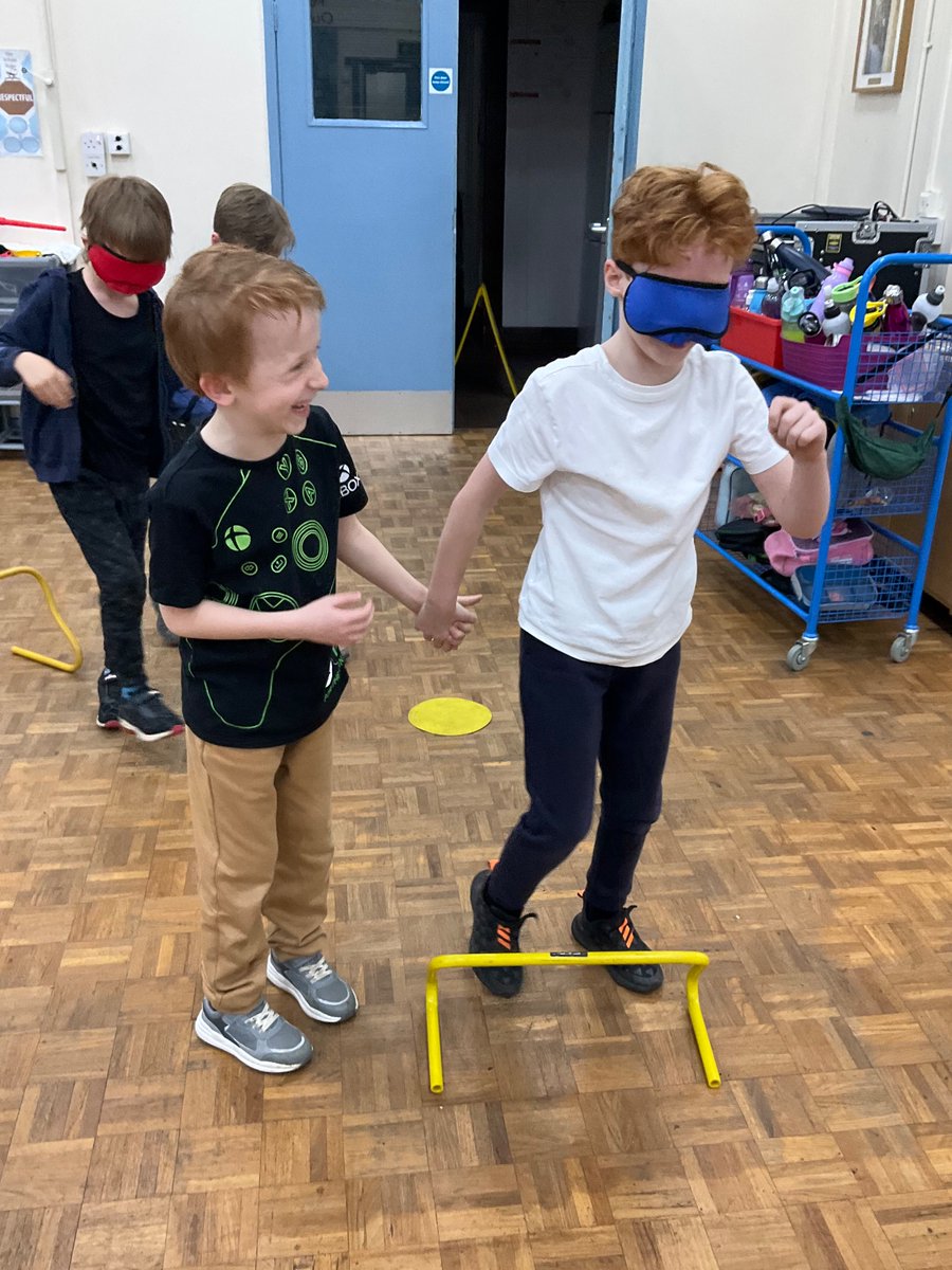 StBernardsep's tweet photo. Team 3 took part in the blindfold challenge in PE this afternoon to develop trust. We took it in turns to be led around a course while blindfolded! 
#StBsisactive https://t.co/pUbYPOSwJm