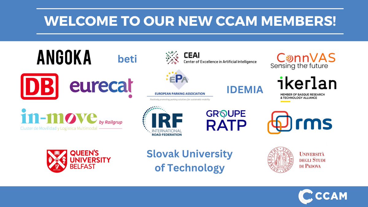 👏Let's give a warm welcome to our new Chairman, co-leaders and delegates, and our 16 new members! We're thrilled to announce that the #CCAM Association now has a total of 230 members. Exciting times ahead!

#EUTransportResearch #HorizonEurope
