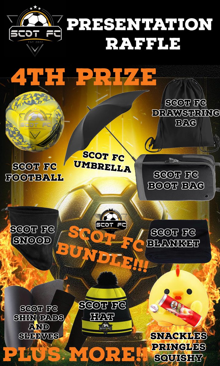 It is time!! We have gathered all our items for the big raffle, this will be drawn on the 2nd or 3rd June 

Payments to be sent straight away £1 a strip to: 

SCOT FC
Account: 88019162
Sort Code: 30-98-97

Ref : BR - name 

No payment no number 

Good luck everyone 
💛🖤💛🖤
