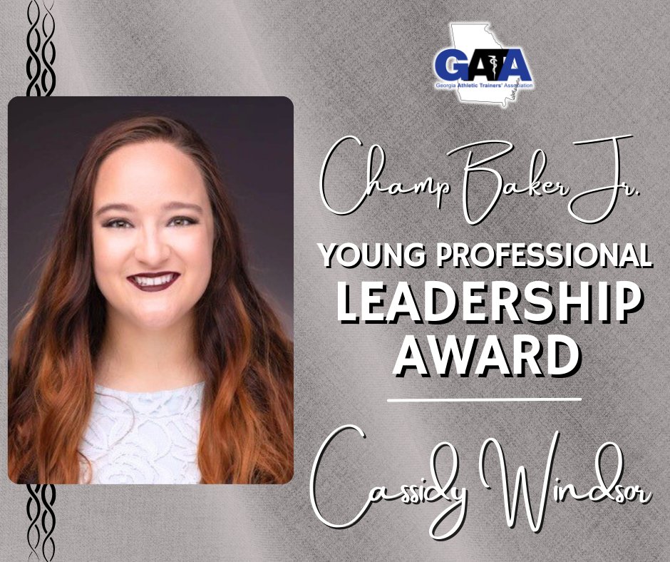 🚨⭐️GATA ANNUAL AWARD WINNER⭐️🚨
Champ Baker Jr. Young Professional Leadership Award
Cassidy Evans Windsor - Roswell High School/Source Fitness Management

All award winners will be honored at the upcoming GATA Annual Meeting: athletictraining.org/GATA2024.

@SEATA9 @SourceSportsMed