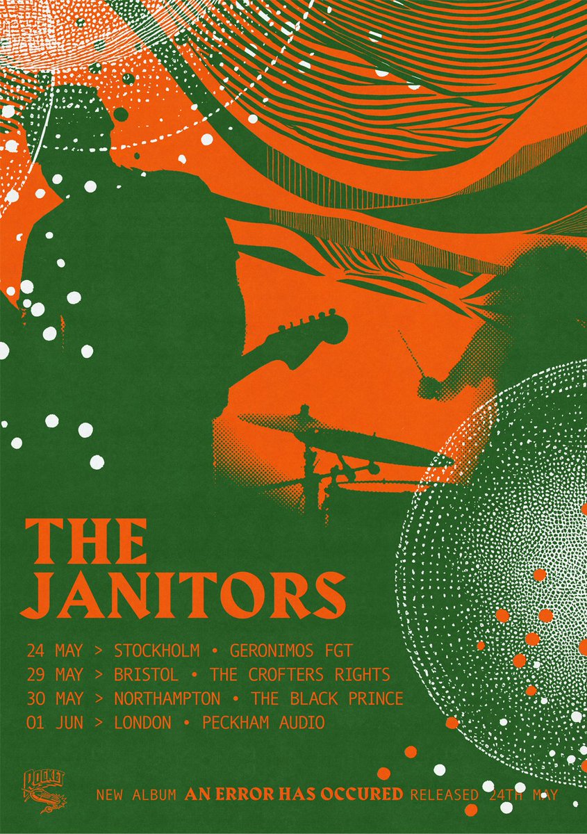 +++OUT NOW+++ 'When a panic attack has an orgasm.' @JANITORS_STHLM new album 'An Error Has Occurred'. Available on Orange/Green Splatter vinyl and housed in an third-eye opening gatefold sleeve: thejanitors.bandcamp.com/album/an-error… See the band live at one of these up-and-coming shows.