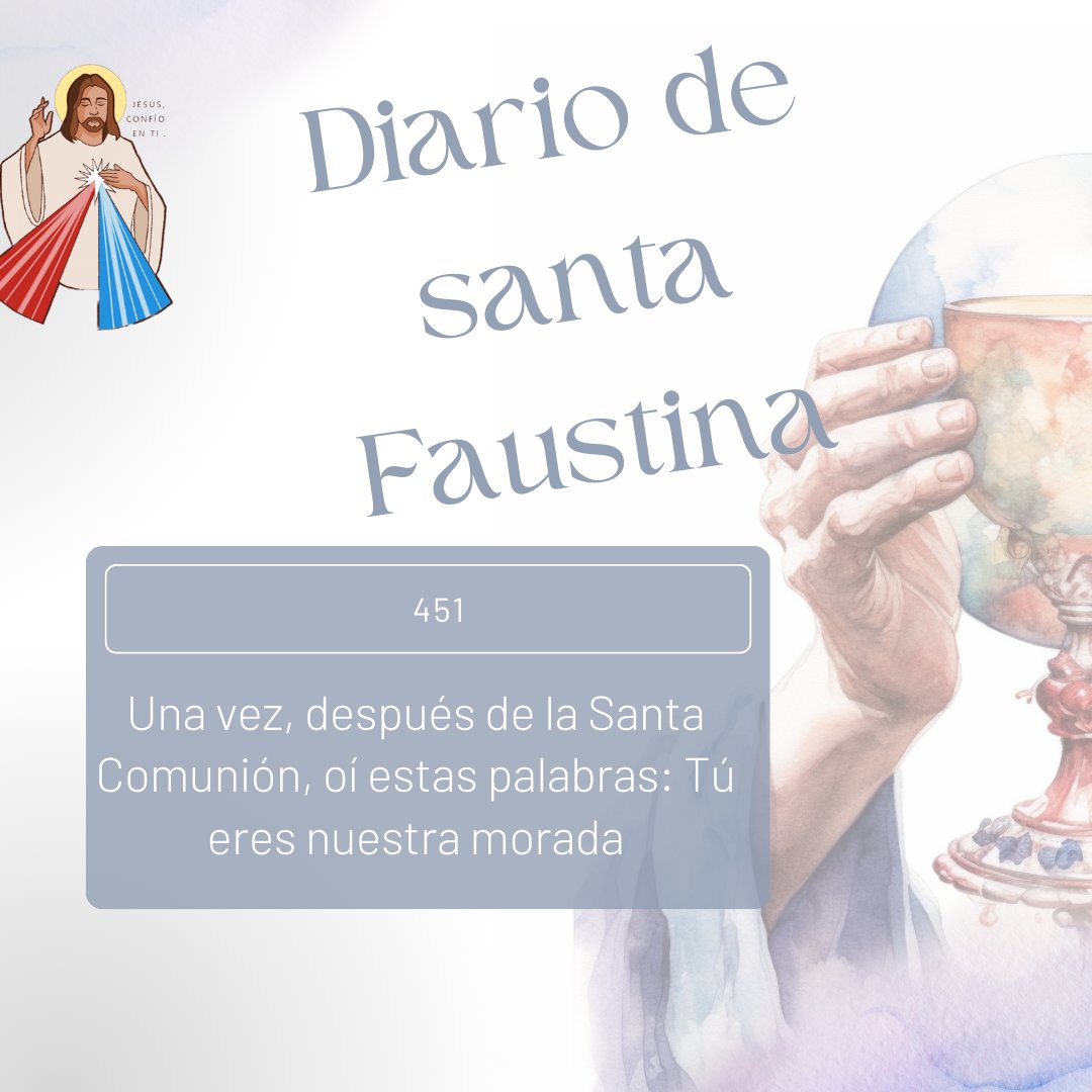 Hoy nueva frase del Diario de #SantaFaustina, con esta frase reflexionamos sobre el valor de la #Eucaristía si comprendiéramos realmente  el Milagro que ocurre en la #SantaMisa acudiríamos todos los días a dar gracias a Dios por su #DivinaMisericordia