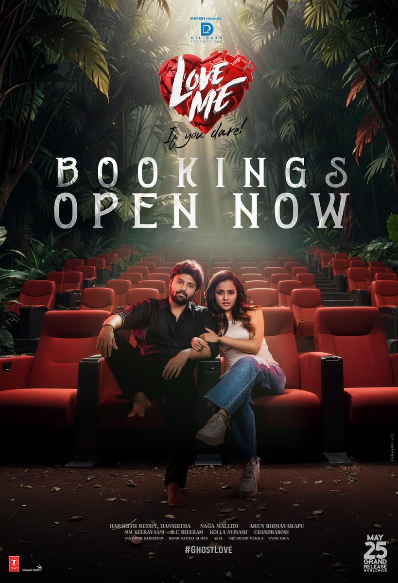 Reserve your seats to meet Divyavathi and get thrilled by the #GhostLove 💘 #LoveMe - '𝑰𝒇 𝒚𝒐𝒖 𝒅𝒂𝒓𝒆 bookings now open ❤‍🔥 🎟️ bit.ly/LoveMeTickets In cinemas on May 25th. #LoveMeTrailer ▶️ youtu.be/BacOcD8e_3k @AshishVoffl @iamvaishnavi04 @mmkeeravaani