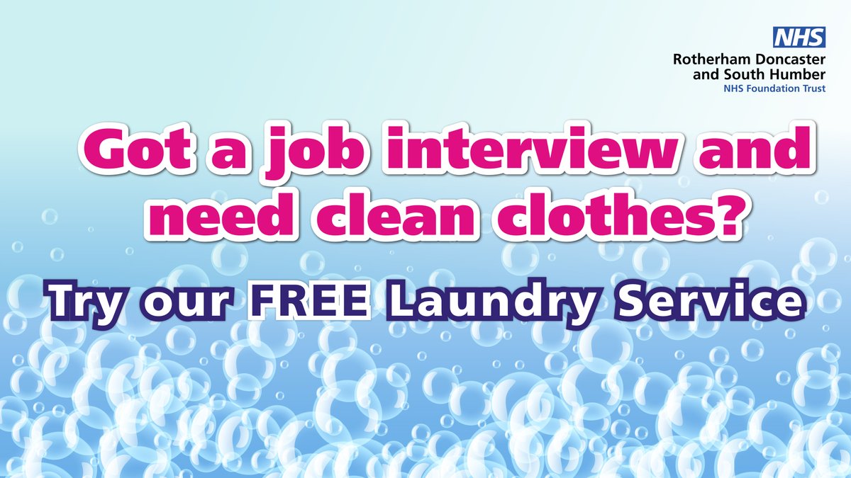 Got a job interview and need clean clothes to wear? We can help! We’ve launched a new scheme to help you make a good impression at your job interview – full details here: rdash.nhs.uk/news/free-laun…