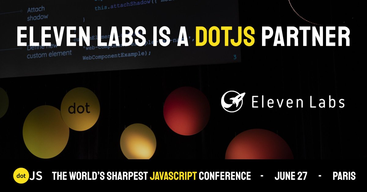 dotJS (@dotjs) on Twitter photo 🤩 A big thank you to our amazing partner <a href="/Eleven_Labs/">Eleven Labs</a> for their support at #dotJS, next June 27!
🙌 Learn more about them by visiting their website or by meeting them at their booth in the partner area at the conference next month: eleven-labs.com/dev-web/
#TechConference2024 🤩 A big thank you to our amazing partner <a href="/Eleven_Labs/">Eleven Labs</a> for their support at #dotJS, next June 27!
🙌 Learn more about them by visiting their website or by meeting them at their booth in the partner area at the conference next month: eleven-labs.com/dev-web/
#TechConference2024