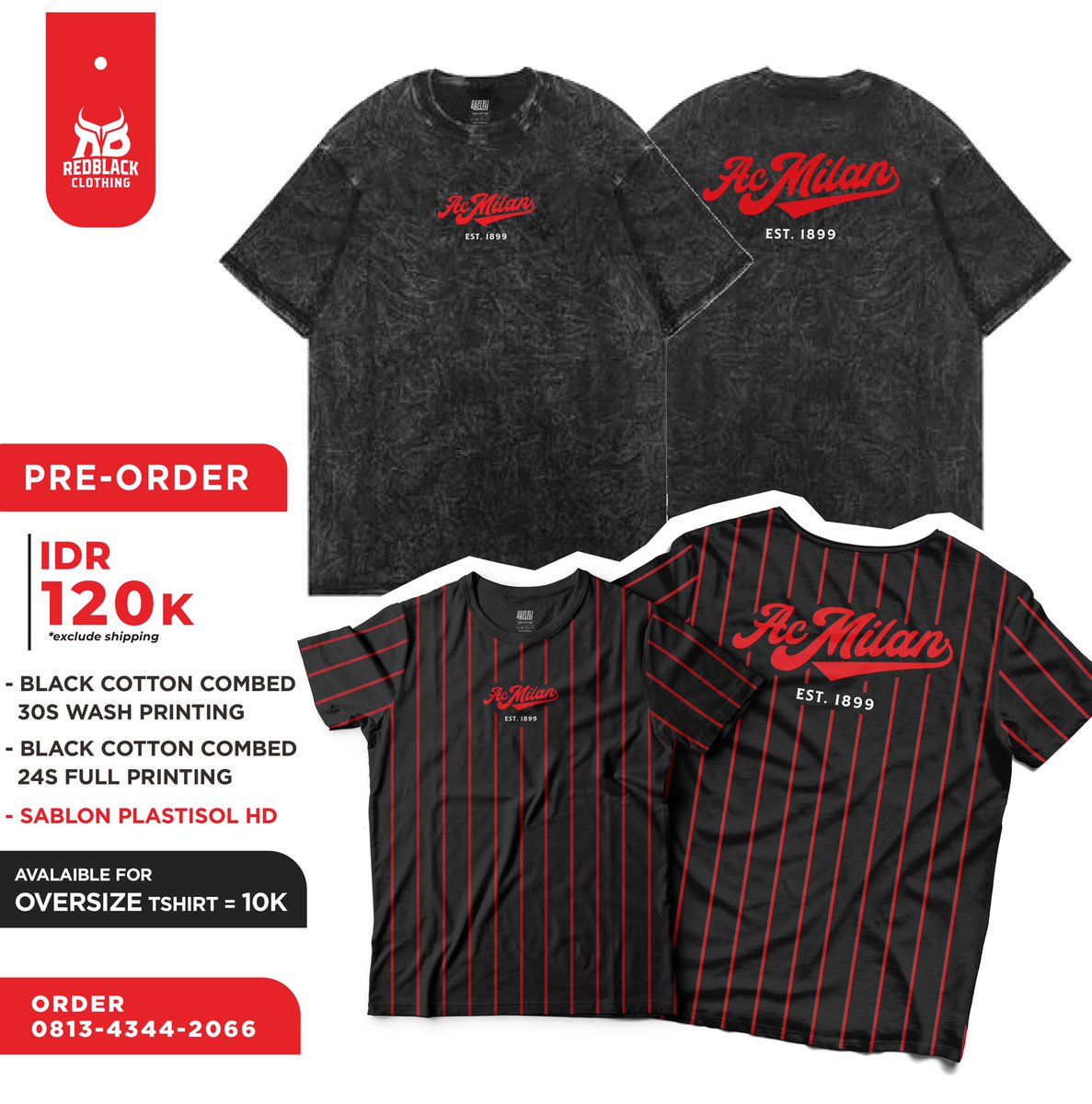 _RBClothing_'s tweet photo. #RBCLTH New PRE-ORDER
. Merci Olivier - Tshirt
. AC Milan Est.1899 - Tshirt
. 1899 - Crewneck
info detail, cek IG : rbclth
#acmilan #SempreMilan
#MerciOlivier #ACM1899
#CurvaSudMilano #redblackclothing https://t.co/4aupT53bPj