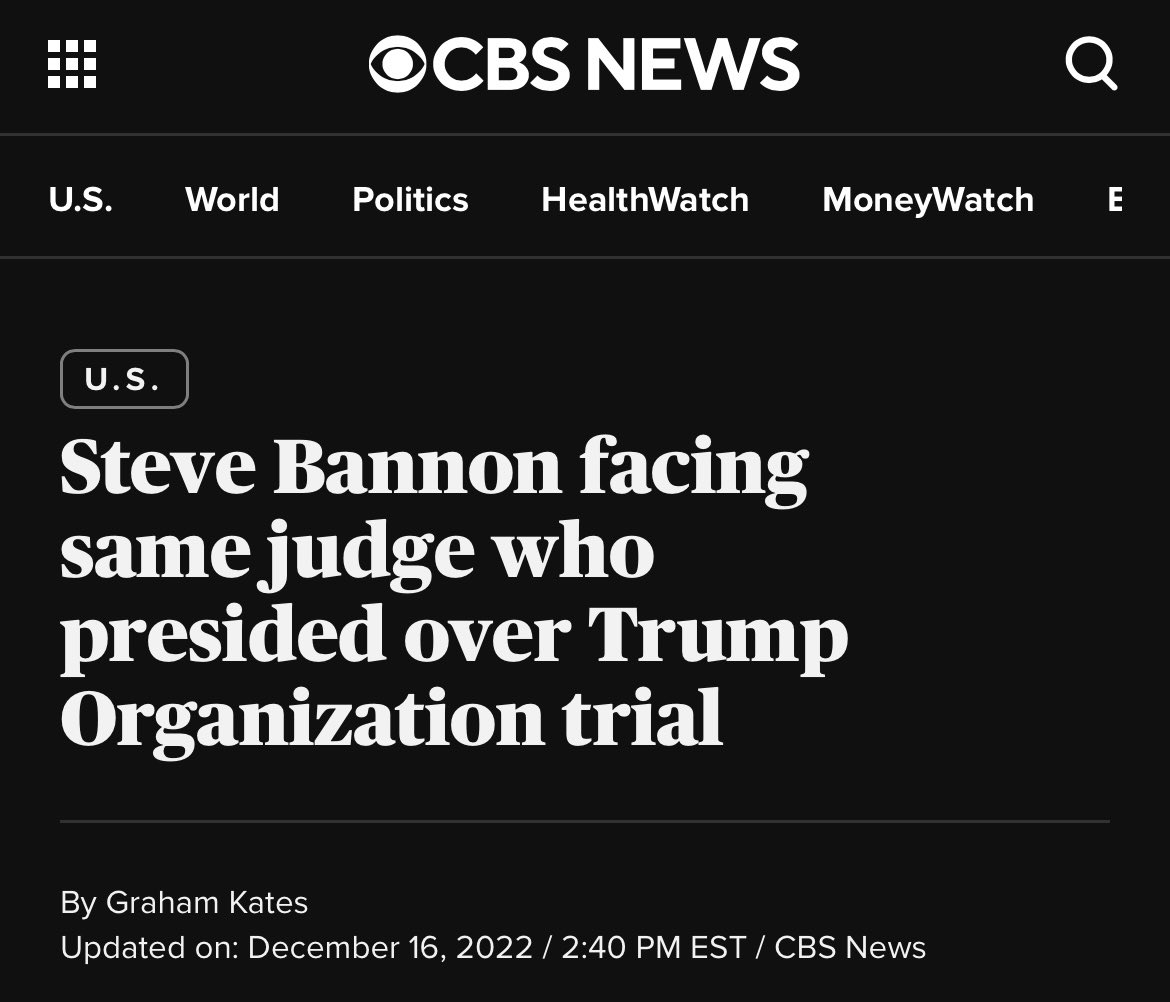 JUICY Judge Merchan is assigned to Steve Bannon's criminal case in New York. Robert Costello - who Judge Merchan lambasted in Trump's criminal trial - is Bannon's lawyer. Costello stepped in after another lawyer quit when Bannon suggested Dr. Fauci be beheaded. Interesting.