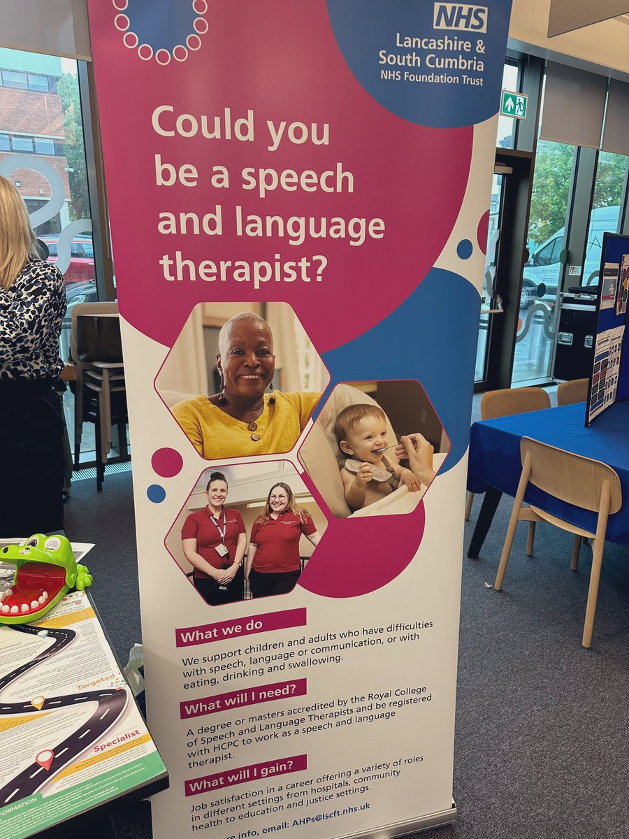 UCLan SLT Careers Fair Wednesday 22nd May 10 - 12.30pm 🗣️ come and talk to us at the Student Centre! 👏🏼 representing our fabulous SLT teams & offers within @WeAreLSCFT ❗️🩷 @UCLan @sonyaspencer  #CareersFair #SLT