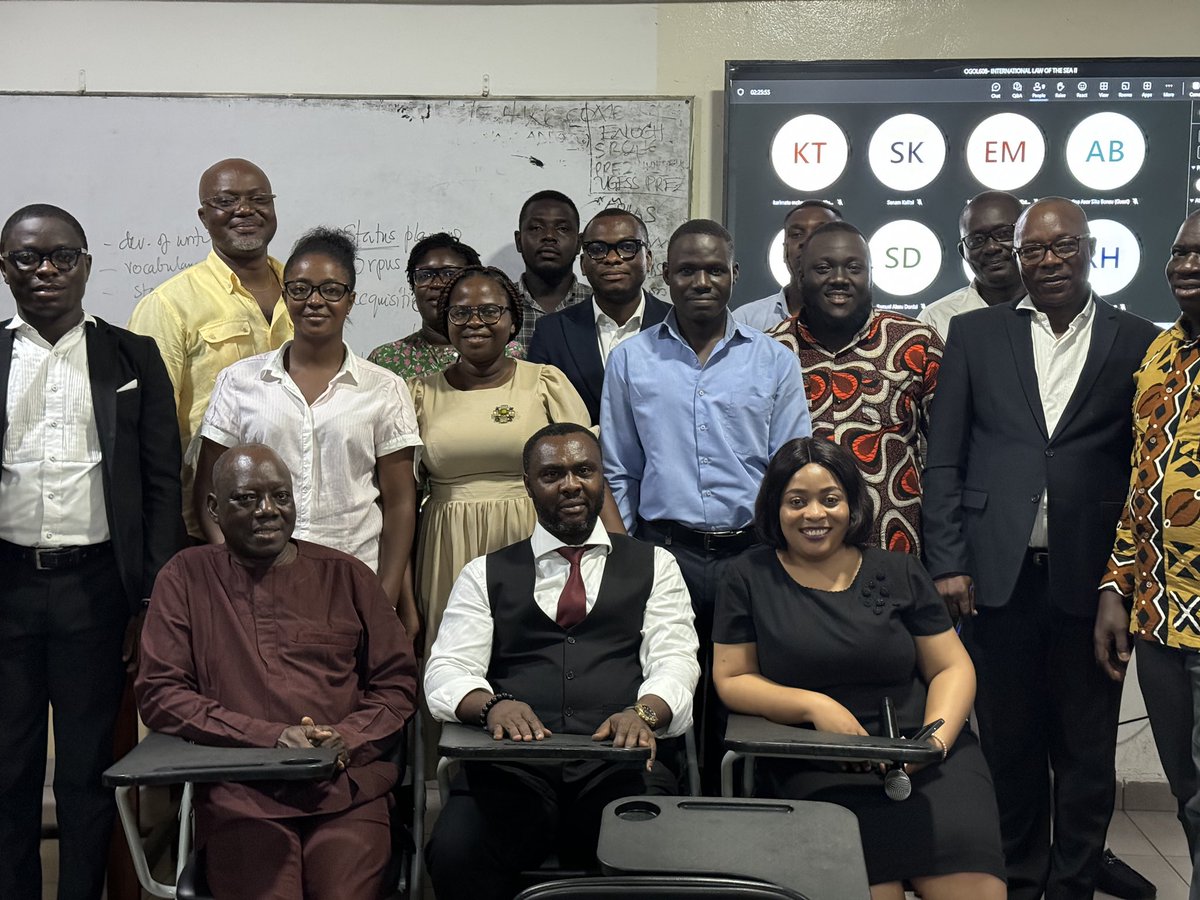 asango_law's tweet photo. I had the honor to be invited by Dr. Godwin Djokoto, to engage with Master of Laws and Master of Arts students at the University of Ghana School of Law in Accra. The focus was on the topics of Law of the Sea and Maritime Law, specifically Continental Shelf delineation. https://t.co/7E7Bl1ztvD