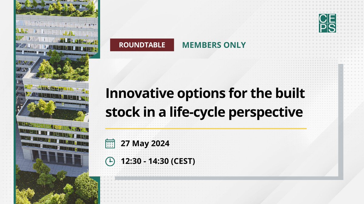 We are pleased to host our members on 27 May for a discussion on decarbonising Europe’s buildings. We will hear from: 📌 Josefina Lindblom, @EU_ENV 📌 Doris Österreicher, @Uni_Stuttgart 📌 Ida Karlsson, @exit_carbon & @chalmersuniv 📌 Zsolt Toth, @BPIE_eu 📌 Patricia Urban