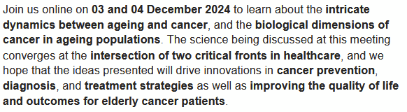 I am delighted to be part of this exciting virtual conference with <a href="/EACRnews/">EACR</a> on Cancer &amp; Aging I December 3-4 👇👇