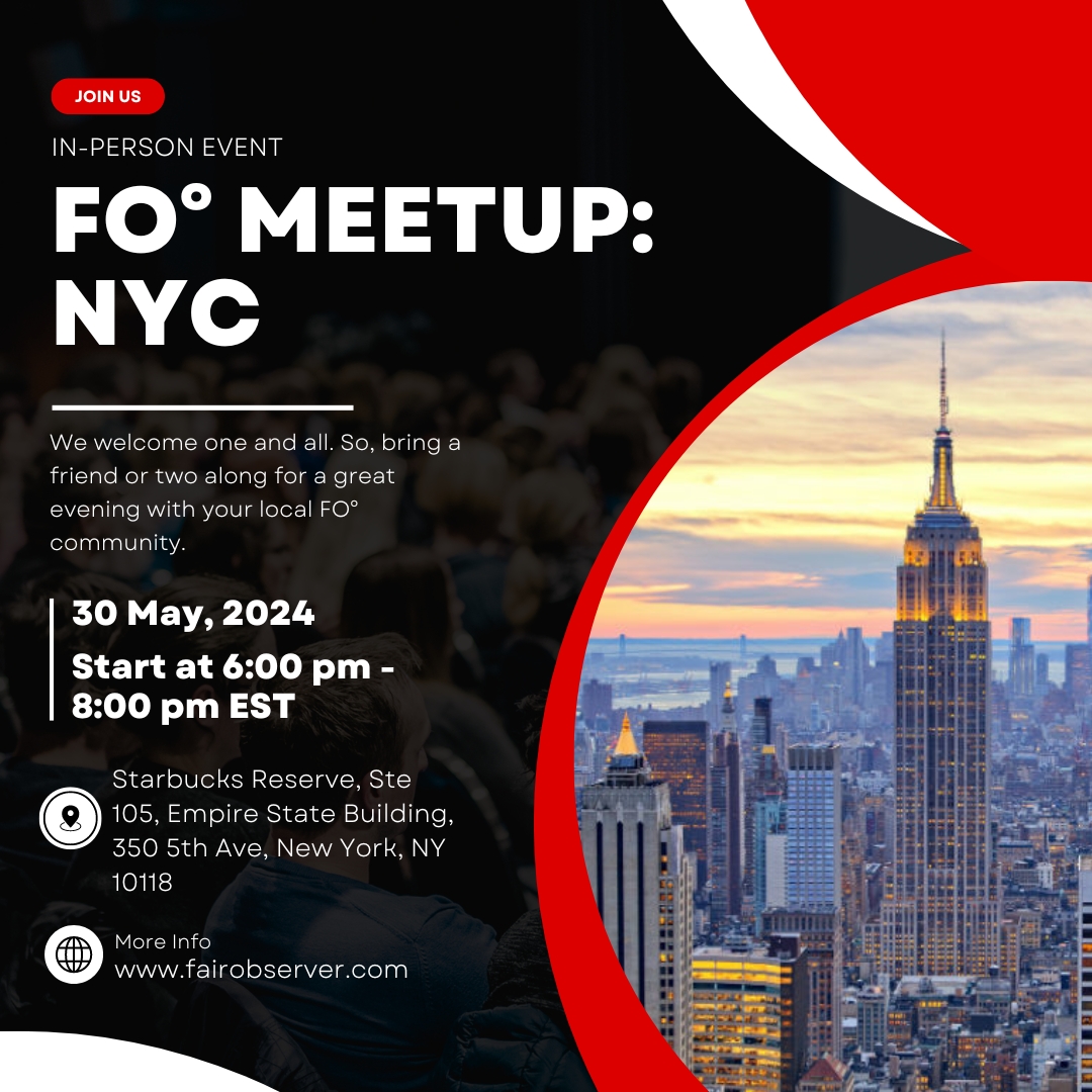 myfairobserver's tweet photo. FO° Meetup: NYC, On Thursday, 30 May 2024, from 6:00 PM to 8:00 PM EST, at Starbucks Reserve, Ste 105, Empire State Building, 350 5th Ave, New York, NY 10118.

#FOEvent #FOMeetup #Newyork

Read more: https://t.co/ocajJUYBF3 https://t.co/Y9MnbS5sVH