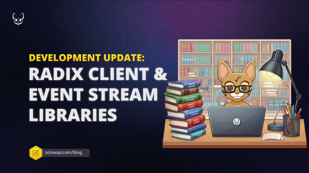 ociswap's tweet photo. Exciting news! We're thrilled to introduce two new open-source Rust libraries for #Radix builders: radix-client and radix-event-stream. 🧑‍💻

These tools streamline real-time and historical data requests on the Radix ledger, enhancing dApp development efficiency. You can find them on our Ociswap GitHub: https://t.co/vZktsE2mIS!

For more details, check out our latest blog article 

📖 https://t.co/32D5gJNriD 👏 $XRD