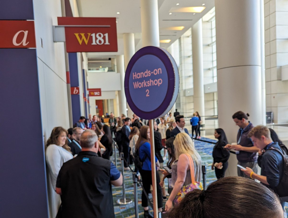 Queue is already packed with customers ready to Explore Einstein Content Creation for Account Engagement at Connections!