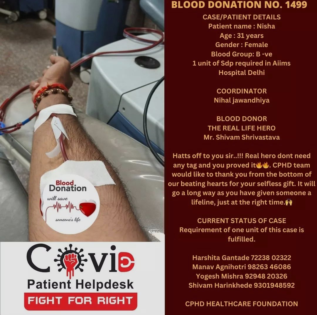 covidpatienthd's tweet photo. BLOOD DONATION NO. 1499❤️

#cphdfoundation #cphd #blood #donateblood #socialwork #proud https://t.co/eSQwKdNmBX
