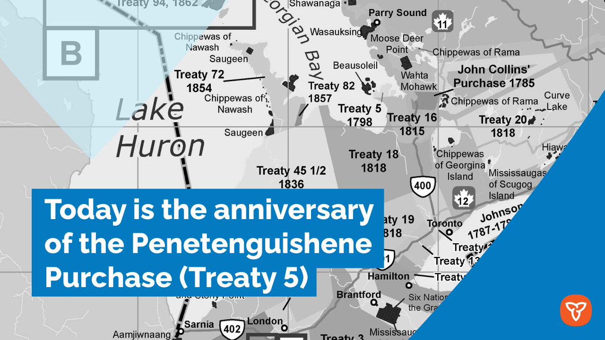 IndigenousON's tweet photo. [1/2] Today is the anniversary of the Penetenguishene Purchase (Treaty 5), which includes #Penetanguishene and #Awenda Provincial Park.

#DYK? This Treaty was conducted out of a desire of Lieutenant Governor John Simcoe to acquire a harbour for British vessels on Lake Huron. https://t.co/So3nSI4pkx