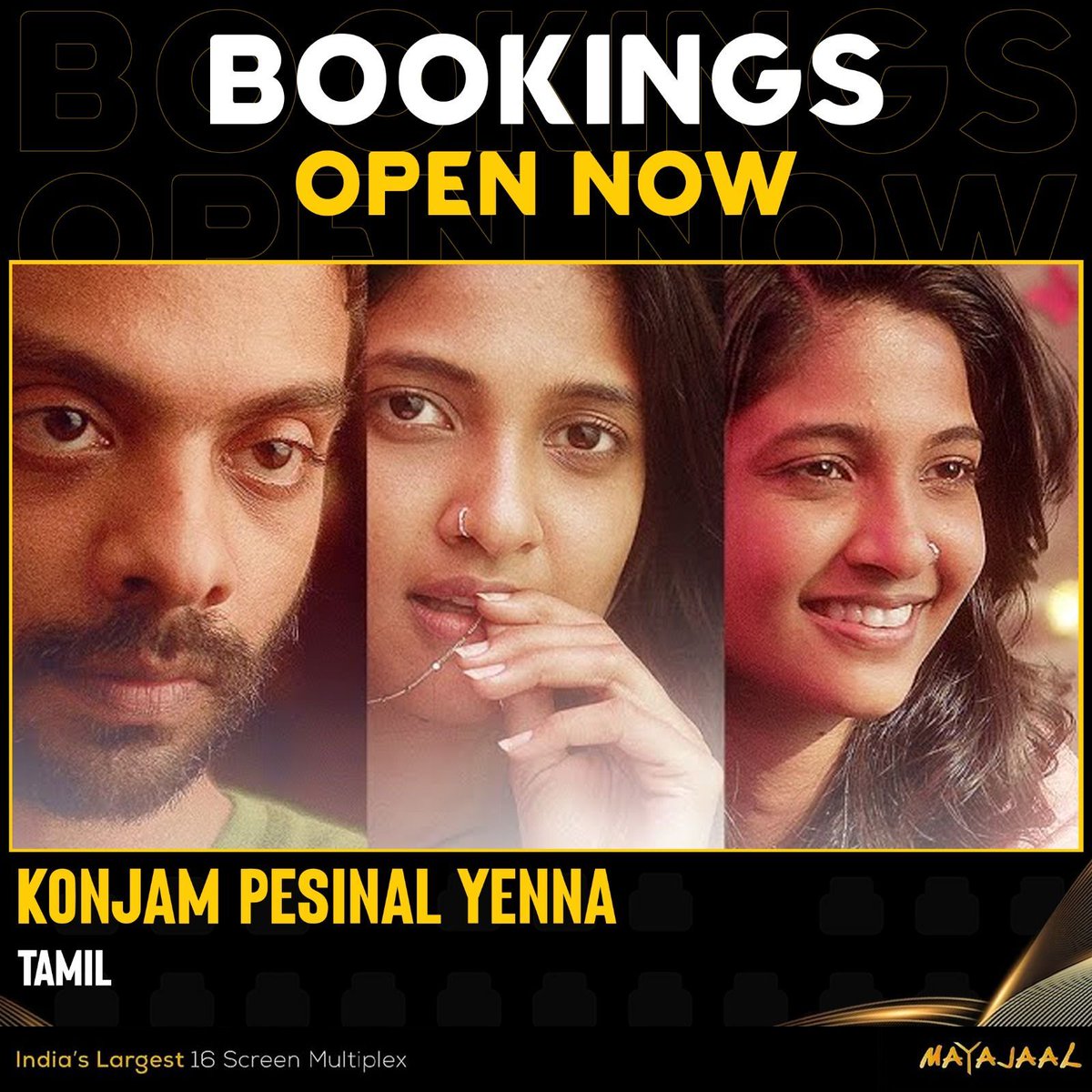 #KonjamPesinaalEnna - a romcom that is all about love, laughter, and everything in between. ❤️ Bookings open for #KonjamPesinaalEnna (Tamil) at #Mayajaal 🎟️bit.ly/3sVdbqD #KeerthiPandian #VinothKishan