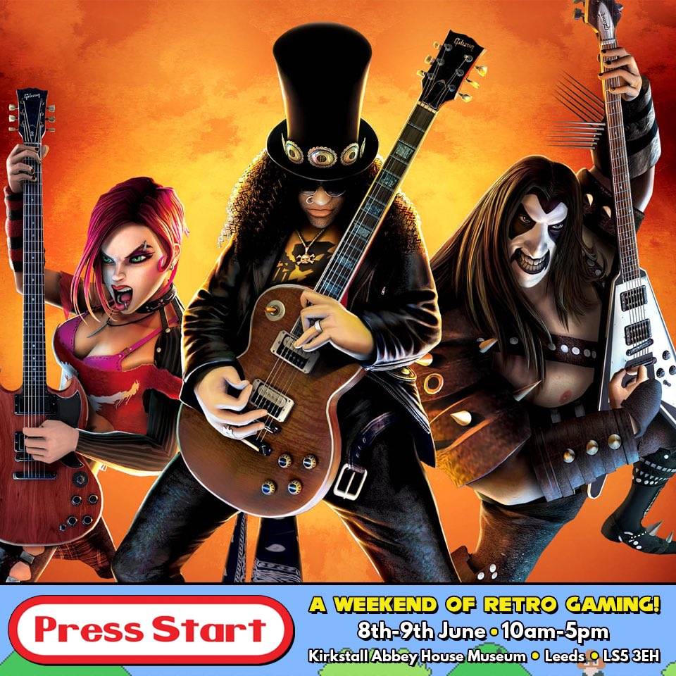 PressStartVGH's tweet photo. How good are your plastic guitar playing skills? This classic game and others will be out to play at Press Start Retro Gaming weekend coming soon to Kirkstall Abbey! https://t.co/GLmiq0YGd3