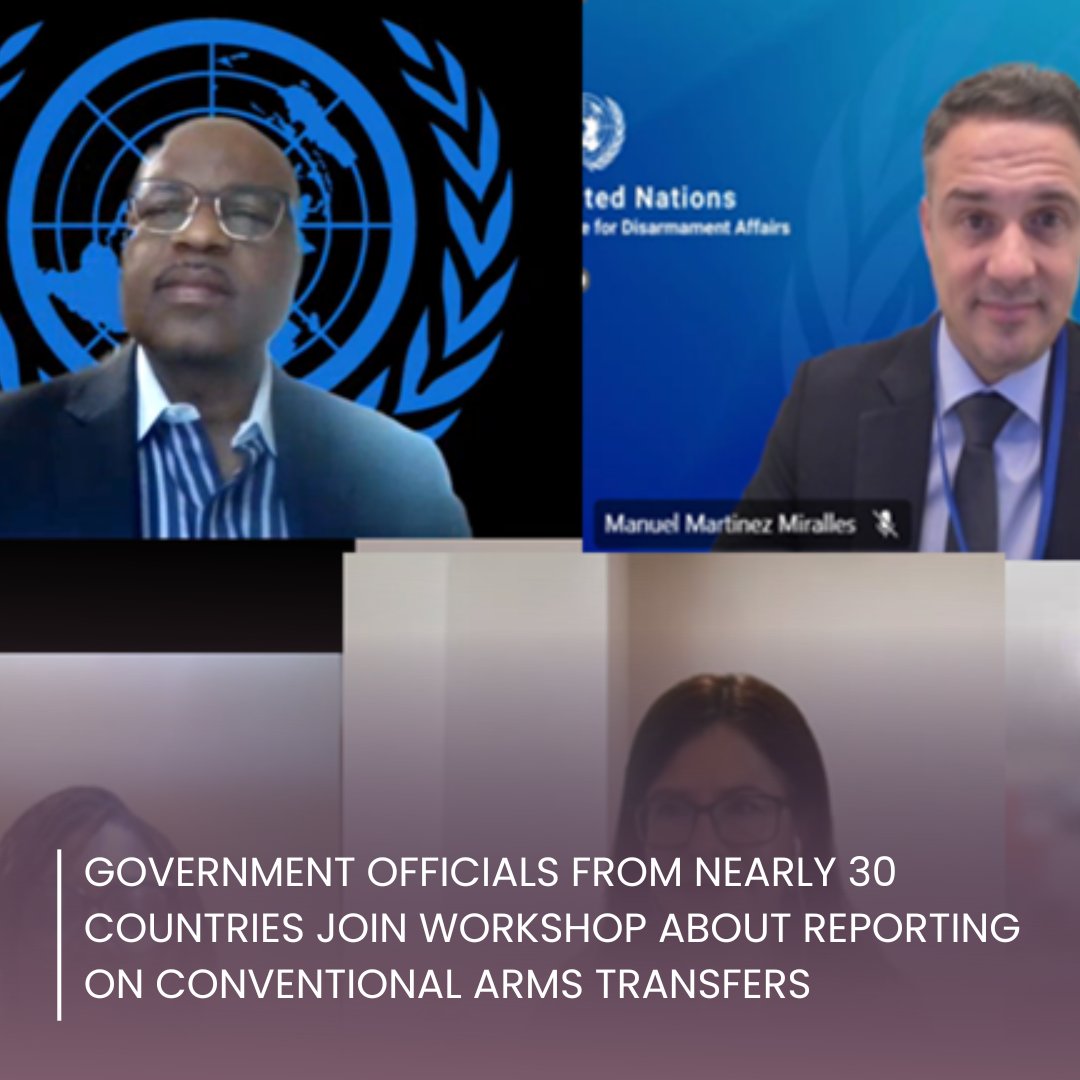Transparency in military matters remains a prerequisite for arms control.

@UN_Disarmament partnered with @UNIDIR to organize virtual training workshops for Permanent Missions on preparing reports to the UN Register of Conventional Arms (UNROCA).

🔗disarmament.unoda.org/update/governm…