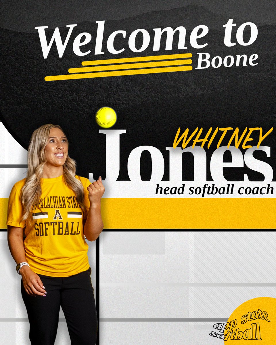 𝙊𝙪𝙧 𝙣𝙚𝙬 𝙡𝙚𝙖𝙙𝙚𝙧 Whitney Jones has been named App State Softball’s sixth head coach. Join us in welcoming her to Boone! 🔗 | goapp.st/WhitSB ⛰️🥎