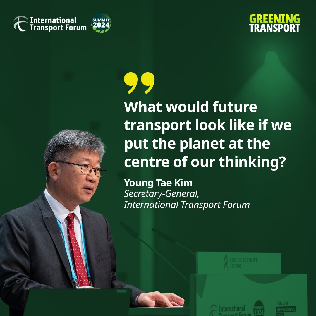 “What would future transport look like if we put the planet at the centre of our thinking?” @Young_T_KIM #GreeningTransport #ITF24 🌏 Quotes Summit website 👉🏿 oe.cd/ITF24