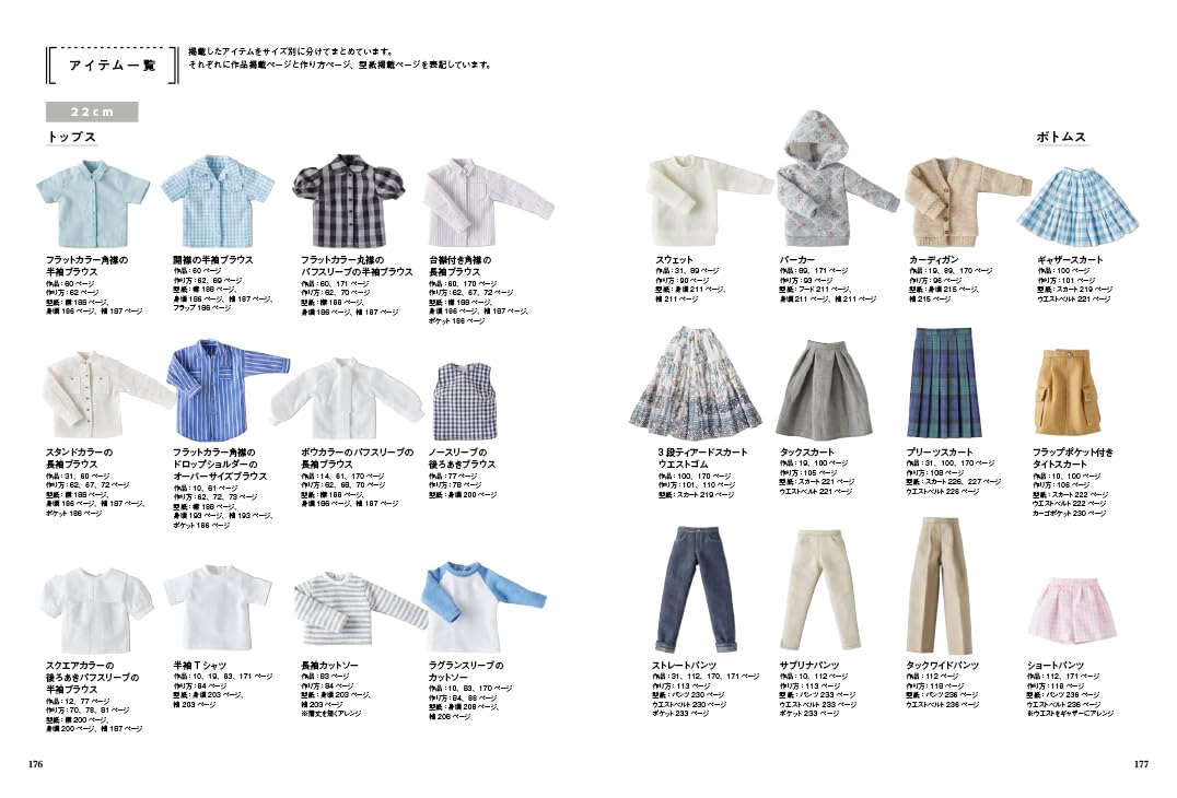 『ドール服大全 ベーシックスタイル』

トップス、スカート、パンツ、ワンピース、アウター、バッグ、帽子、靴下にわけて、基本的な形をたくさん紹介。
11・20・22・27・29（男子）cmドールに対応し、合計100作品を掲載。
goodslog.info/36506/