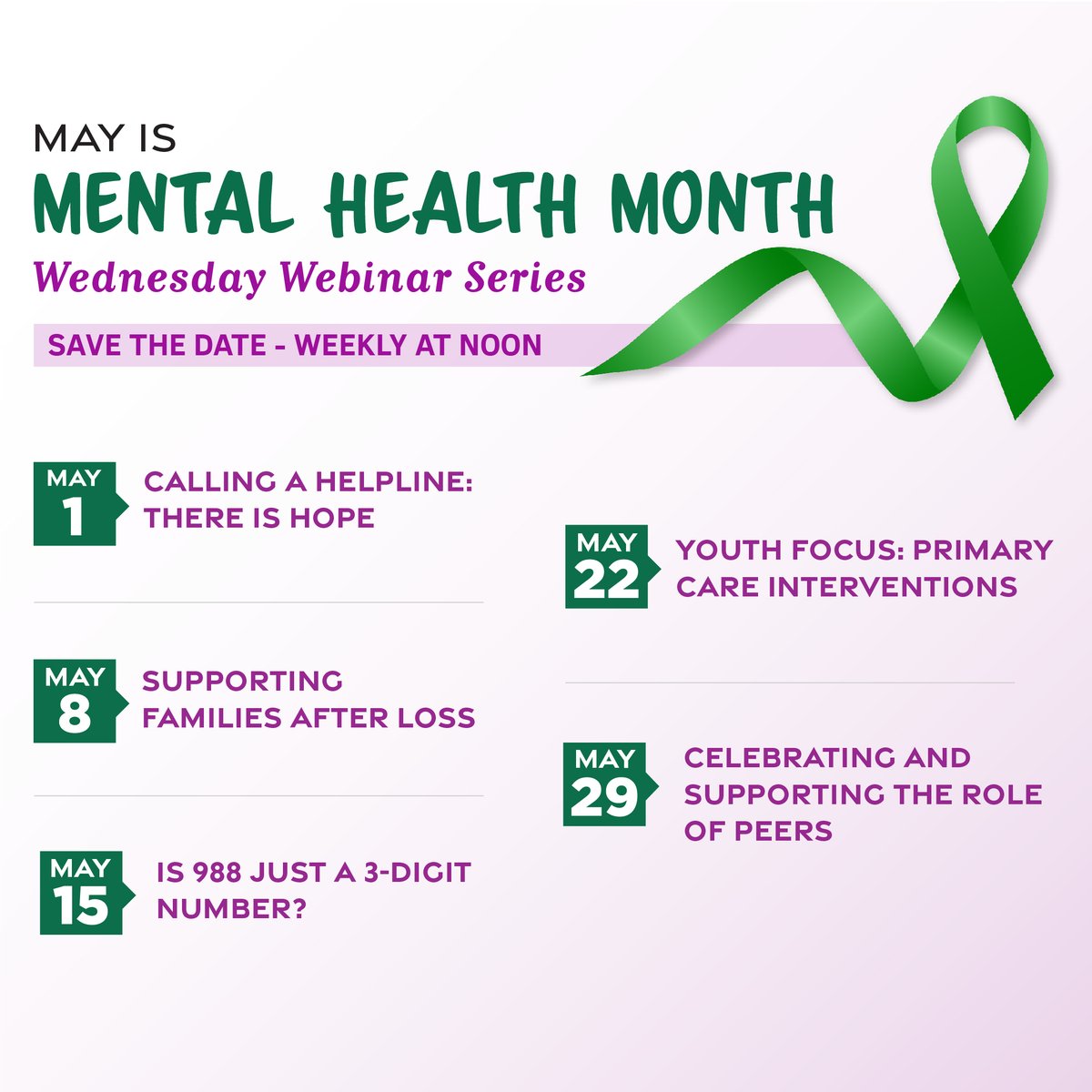 HAPPENING AT NOON: In honor of #MentalHealthMonth, @NJDHS' Division of Mental Health & Addictions is holding its 4th Wednesday Webinar Series entitled: Youth Focus: Primary Care Interventions. Register here: dhs-nj-gov.zoomgov.com/webinar/regist…