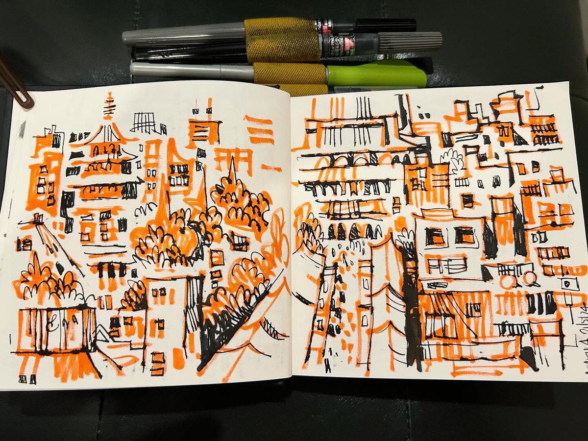 Some Tokyo sketches (drawn from cafe windows).