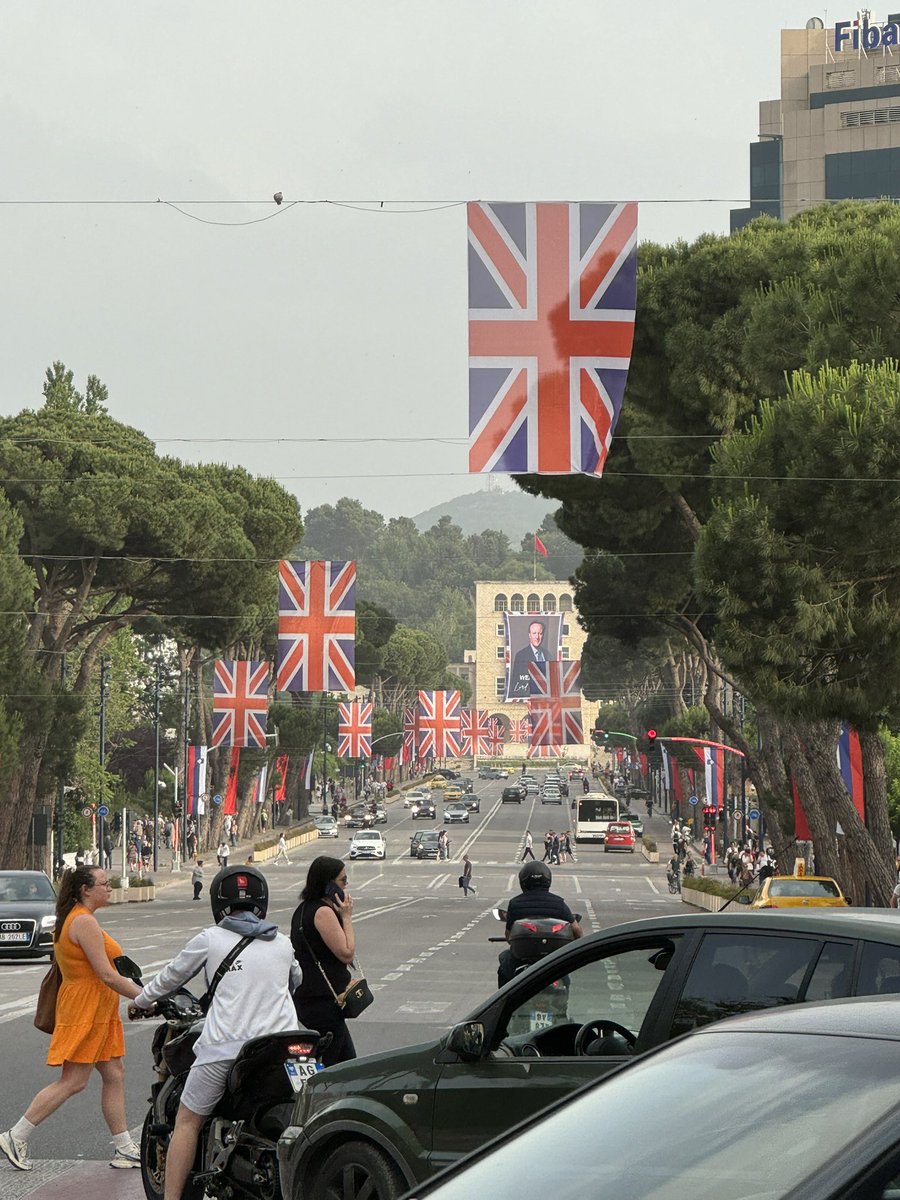 The Foreign Secretary has had to immediately leave a planned trip to Tirana. They’d pulled out all the stops, a real shame as it looks more patriotic than most parts of Britain!