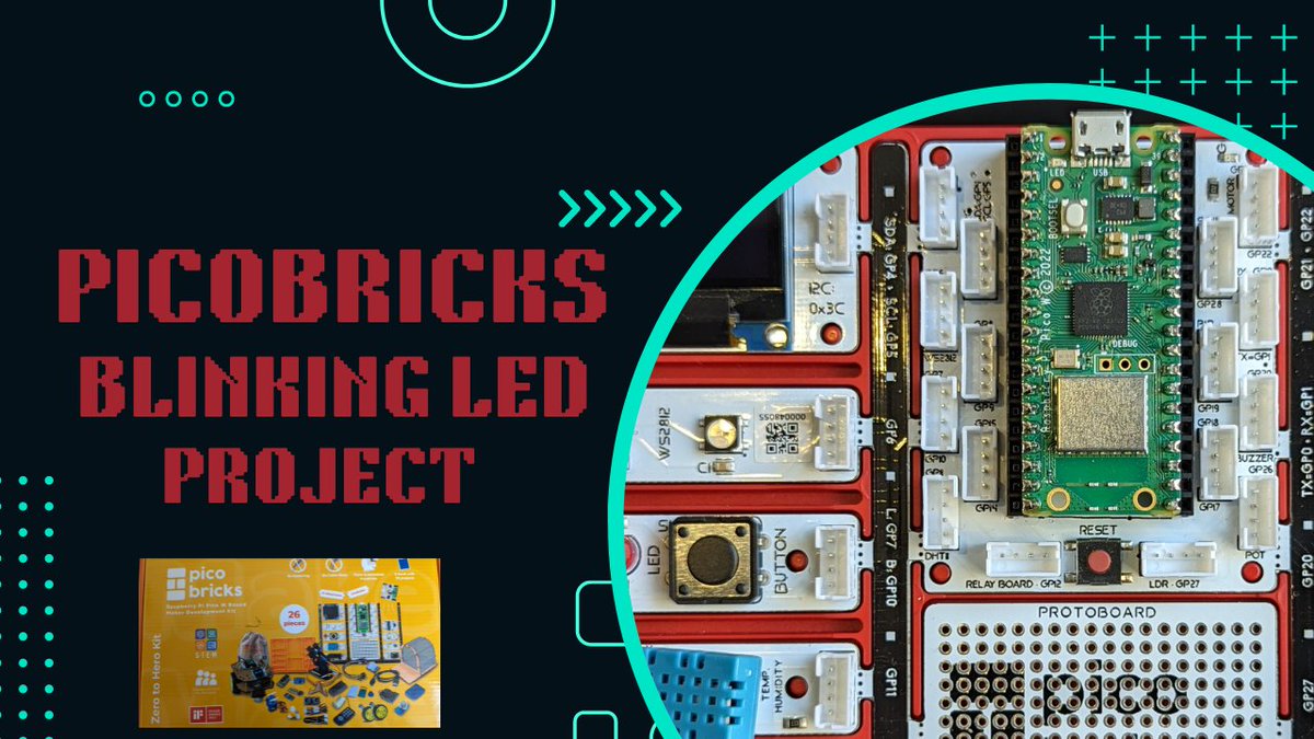 Exploring how to make the LED blink on and off with PicoBricks.  ko-fi.com/post/Blinking-… 
#STEM #raspikidd #raspberrypi #picow #picobricks #beginnerCoding