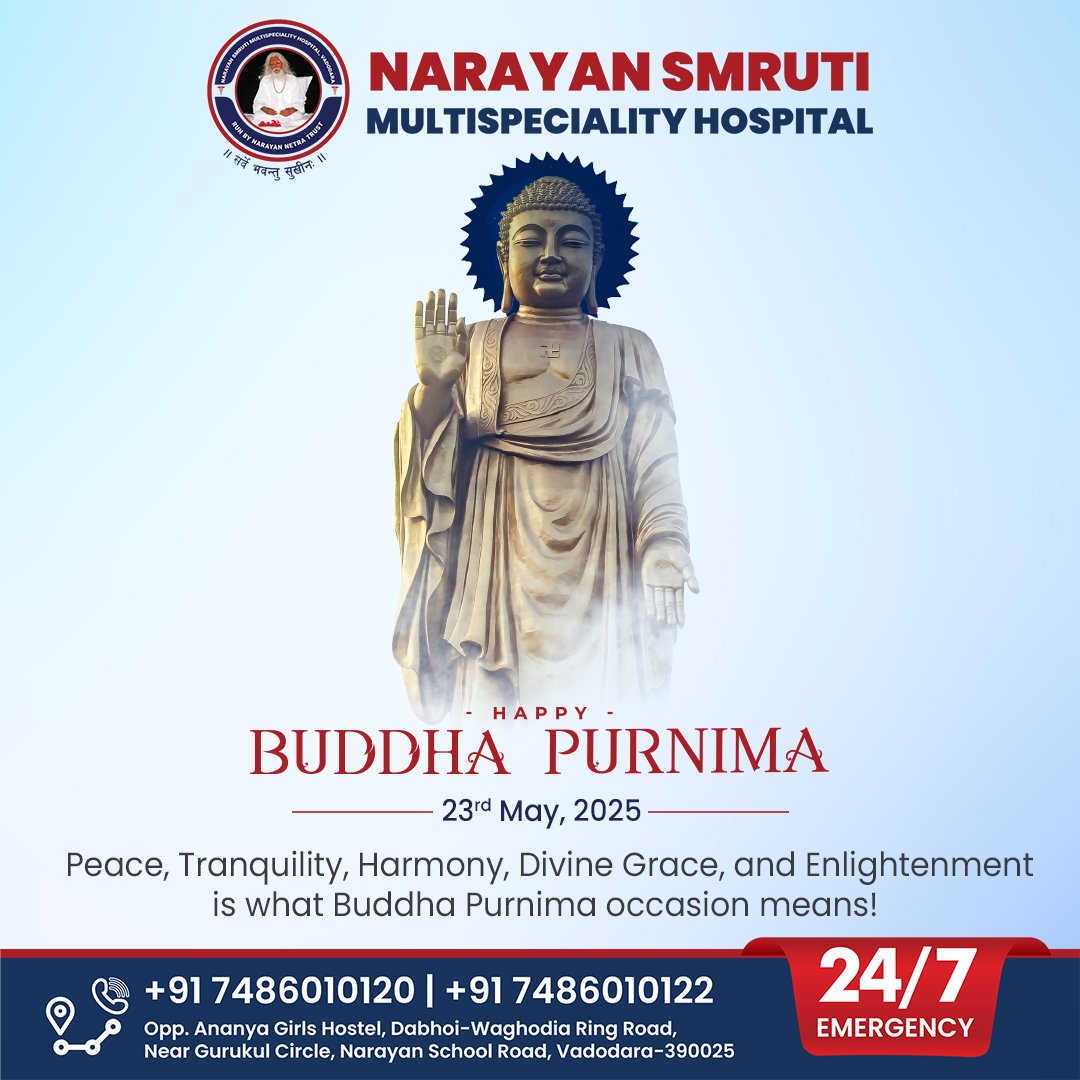 No matter how hard your life is, you need to always take a positive approach to make it brighter and shiner. Happy Buddha Purnima to all. #HappyBuddhaPurnima #BuddhaPurnima #InnerPeace #BuddhistTeachings #Gratitude #multispecialityhospital #NarayanSmrutiHospital