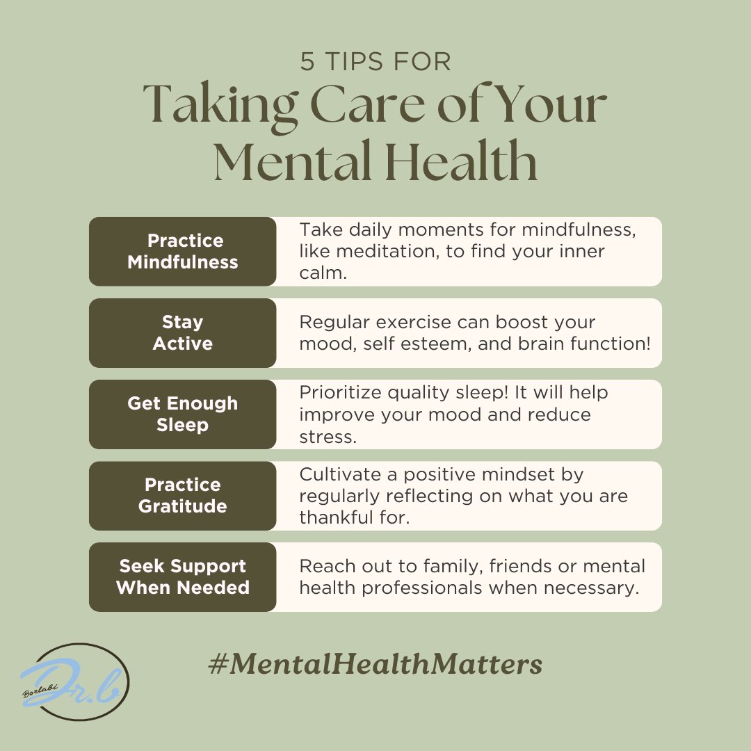 Today, I'm sharing 5 quick tips for taking care of your mental health. When you feel your mental health is taking a back seat, try implementing these into your daily routine and see the difference they can make!

#MentalHealthAwareness #EndTheStigma #MentalHealthTips