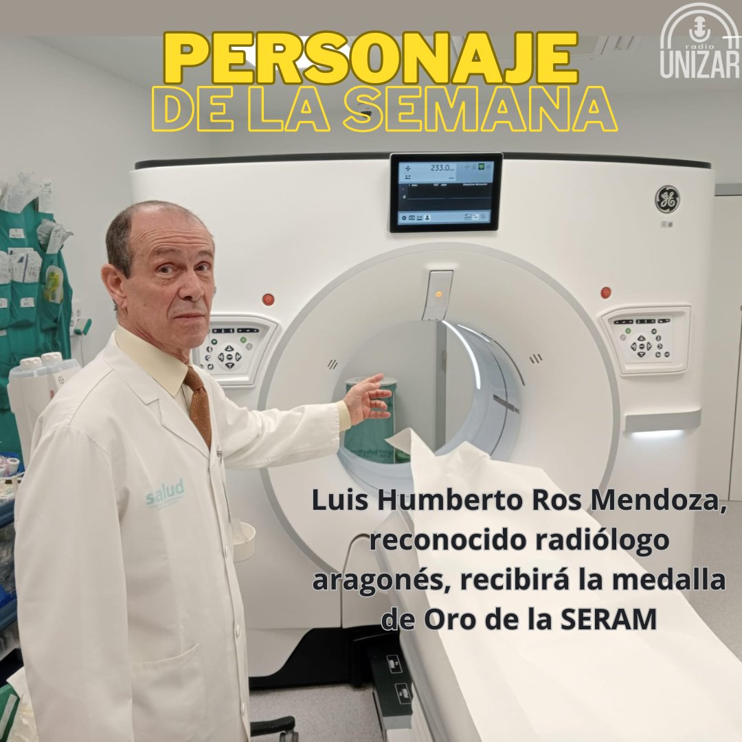 En el "Personaje de la Semana" hablaremos con el profesor titular de Radiología de la Universidad de Zaragoza y jefe del Servicio de Radiodiagnóstico del Hospital Universitario Miguel Servet, Luis Humberto Ros Mendoza. radio.unizar.es/luis-humberto-… <a href="/dr_luisros/">Dr. Luis H. Ros Mendoza</a>