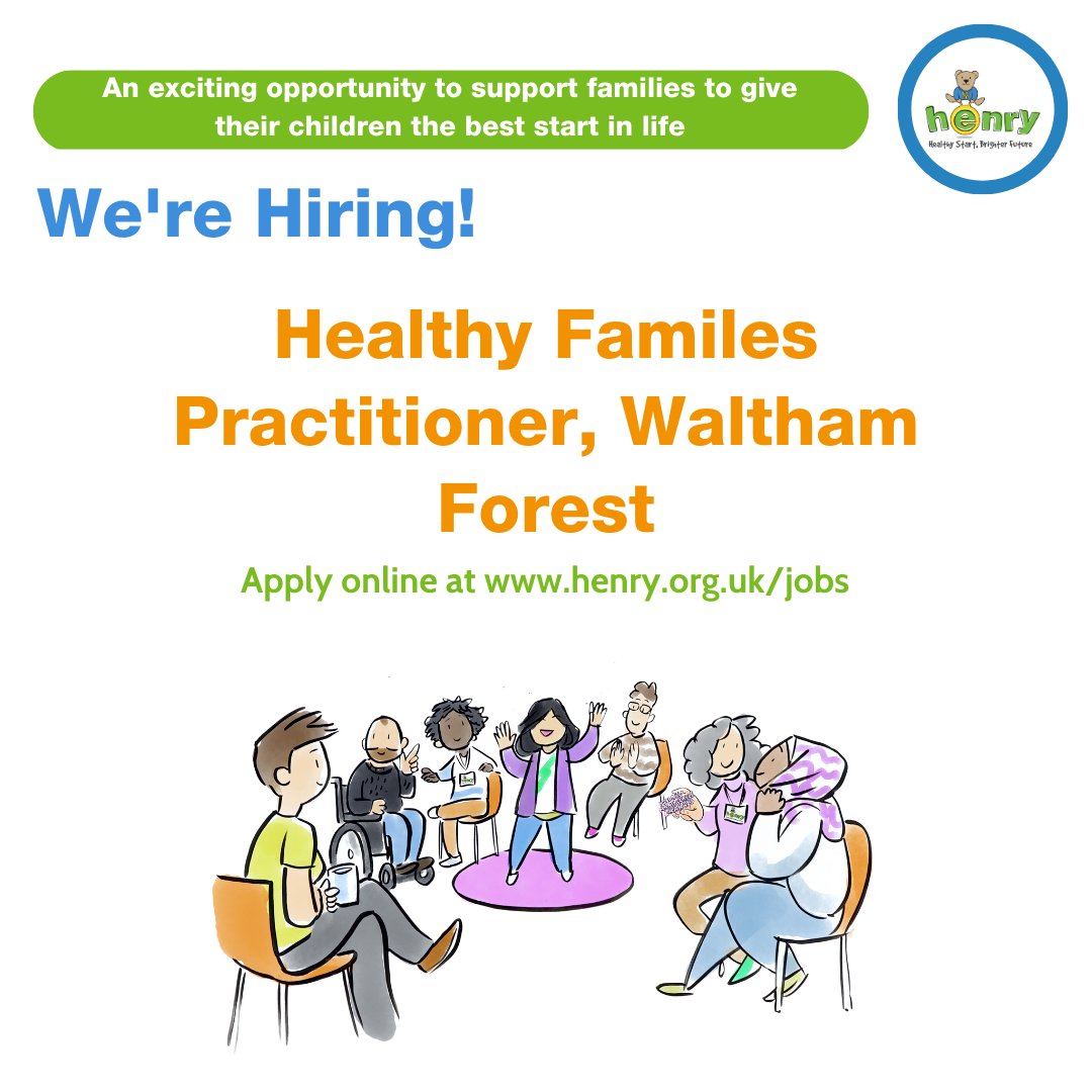 We are seeking two healthy families practitioner's to work with HENRY’s #WalthamForest team to deliver HENRY programmes, drop-in sessions and workshops face to face and online in the Waltham Forest Borough. 

To find out more visit lnkd.in/dWpU9GF

@pubhealthjobsuk