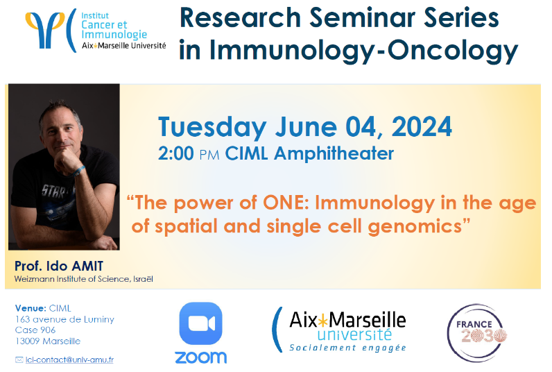 Institut Cancer et Immunologie - ICI (@cancerimmunoamu) on Twitter photo 📢📢 Don’t miss the Keynote talk of Ido AMIT on June 04, 2024 at 2pm (Paris time) face-to-face at the CIML Luminy campus or zoom ⬇️⬇️
univ-amu-fr.zoom.us/j/87805367846?…
<a href="/IdoAmitLab/">IdoAmitLab</a> @SRoulland <a href="/CIML_Immunology/">CIML</a>
<a href="/crcm_marseille/">CRCM - Cancer Research Centre of Marseille</a> <a href="/inp_marseille/">INP Marseille</a> <a href="/TGML_TAGC/">TGML</a> <a href="/IBDMmarseille/">IBDM</a> <a href="/reseau_c2vn/">C2VN</a> #LAI 📢📢 Don’t miss the Keynote talk of Ido AMIT on June 04, 2024 at 2pm (Paris time) face-to-face at the CIML Luminy campus or zoom ⬇️⬇️
univ-amu-fr.zoom.us/j/87805367846?…
<a href="/IdoAmitLab/">IdoAmitLab</a> @SRoulland <a href="/CIML_Immunology/">CIML</a>
<a href="/crcm_marseille/">CRCM - Cancer Research Centre of Marseille</a> <a href="/inp_marseille/">INP Marseille</a> <a href="/TGML_TAGC/">TGML</a> <a href="/IBDMmarseille/">IBDM</a> <a href="/reseau_c2vn/">C2VN</a> #LAI