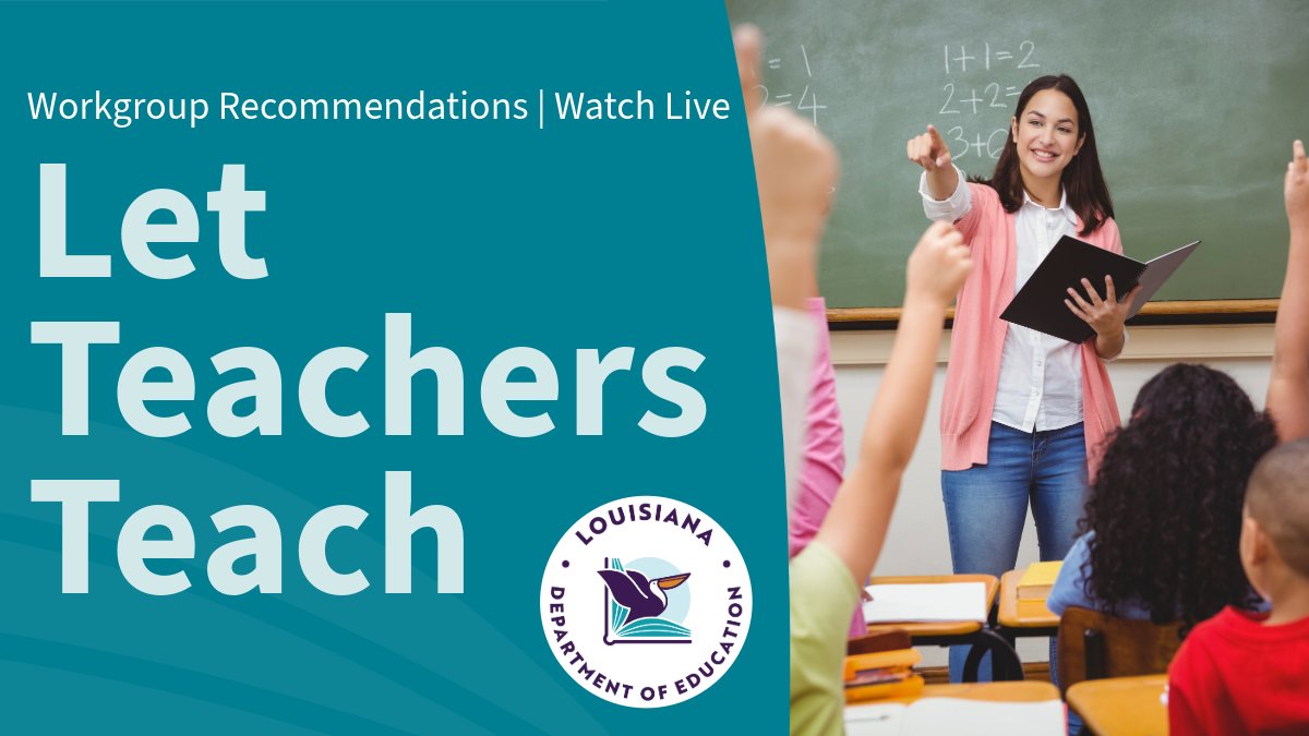 Dr. Brumley’s Let Teachers Teach workgroup will release recommendations critical to maximizing time for what they do best — teaching students. <a href="/LAGovJeffLandry/">Governor Jeff Landry</a> hosts <a href="/cadebrumley/">Cade Brumley</a> for the official release today at 9:30 a.m. #laed #lalege #lagov ow.ly/tuzY50RQOu1