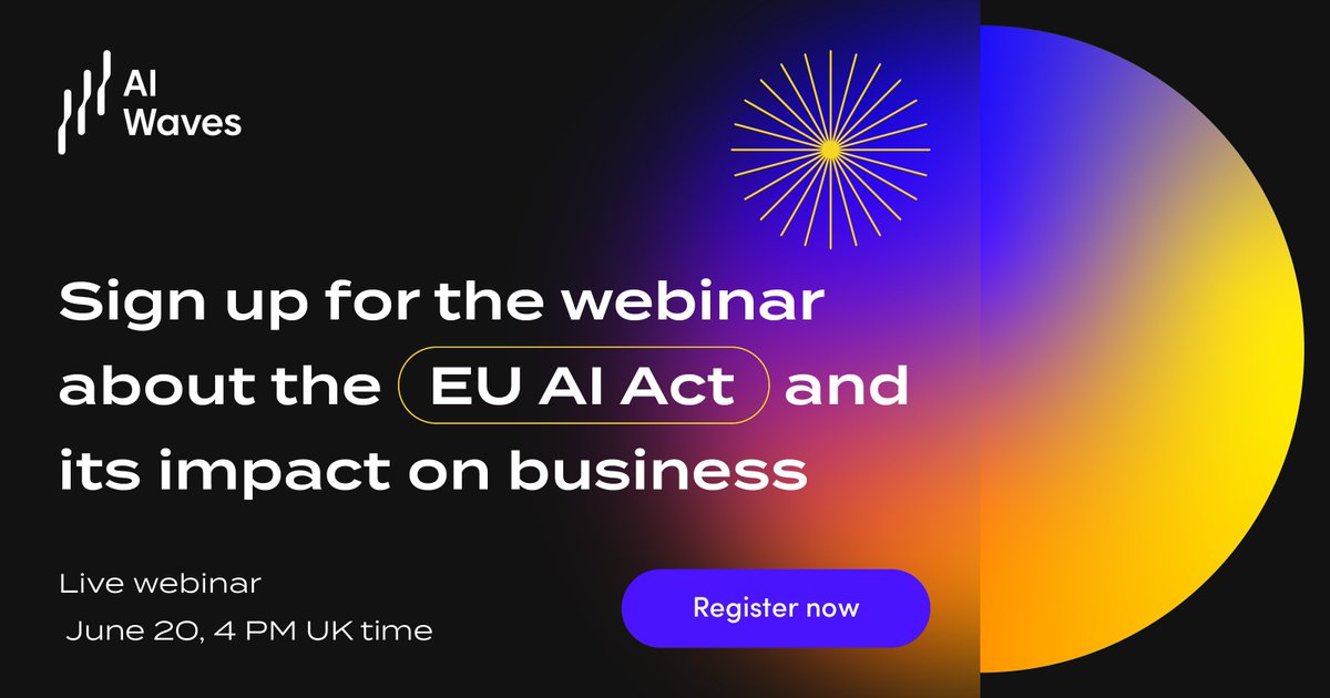 miquido's tweet image. 🌊 AI Waves is back! 🌊 

Join us on June 20 at 4 PM UK Time for a must-attend webinar on the EU AI Act! Discover its impact on businesses, compliance strategies, and real-world case studies. Reserve your spot now👉bit.ly/4c4gUGn 

#AIWaves #AI  #EUAIAct