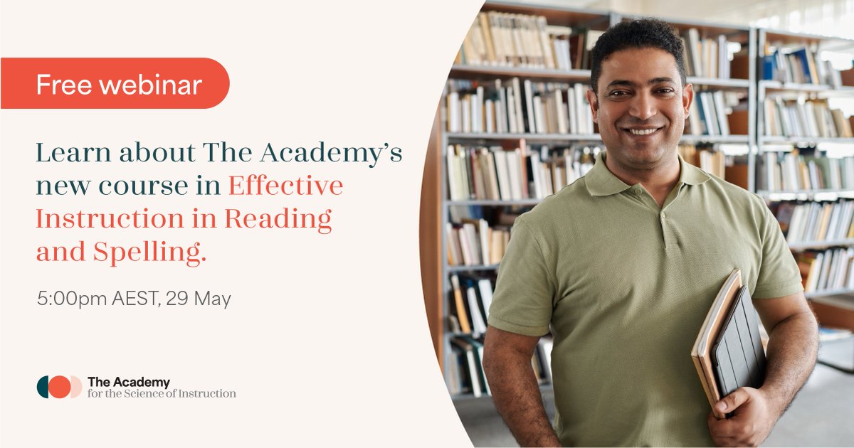 Free webinar from <a href="/MULTILITmedia/">MultiLit</a> : Discover The Academy’s new course in Effective Instruction in Reading and Spelling, with an overview of the new Effective Instruction in Reading and Spelling course. 
multilit.zoom.us/webinar/regist…