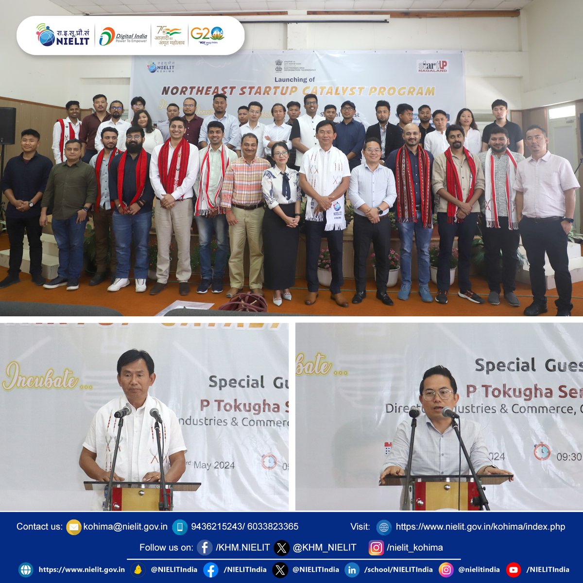 Launch of the Northeast Startup Catalyst Program at NIELIT Kohima on May 22, 2024! Shri P. Tokugha Sema, Director of Industries & Commerce, Govt. of Nagaland, grace as the special guest for the occasion. @NIELITIndia @GoI_MeitY  @startupindia @startupnagaland @dipr_nagaland