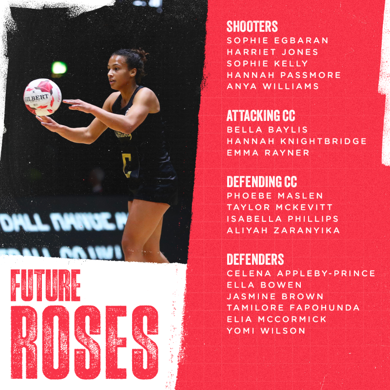 EnglandNetball's tweet photo. What do you get when you mix @NetballWorldCup silver medallists, @NetballSL stars and rising talent? 🤔 

🎓 The class of 2024-25 for the Vitality and Future Roses programmes is here! 

Scroll through the graphics and tap the link for the details 🖱