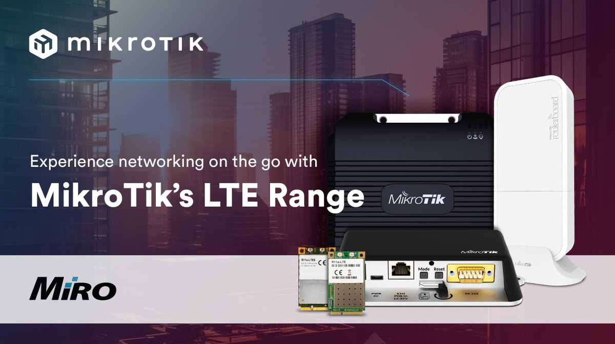 MiroDistributor's tweet image. Experience ultimate connectivity with the MikroTik LTE Series which redefines wireless access points with integrated cellular modems, weatherproof designs, and versatile powering options. Ideal for on-the-go networking in vehicles or outdoor mobile setups. 🌐