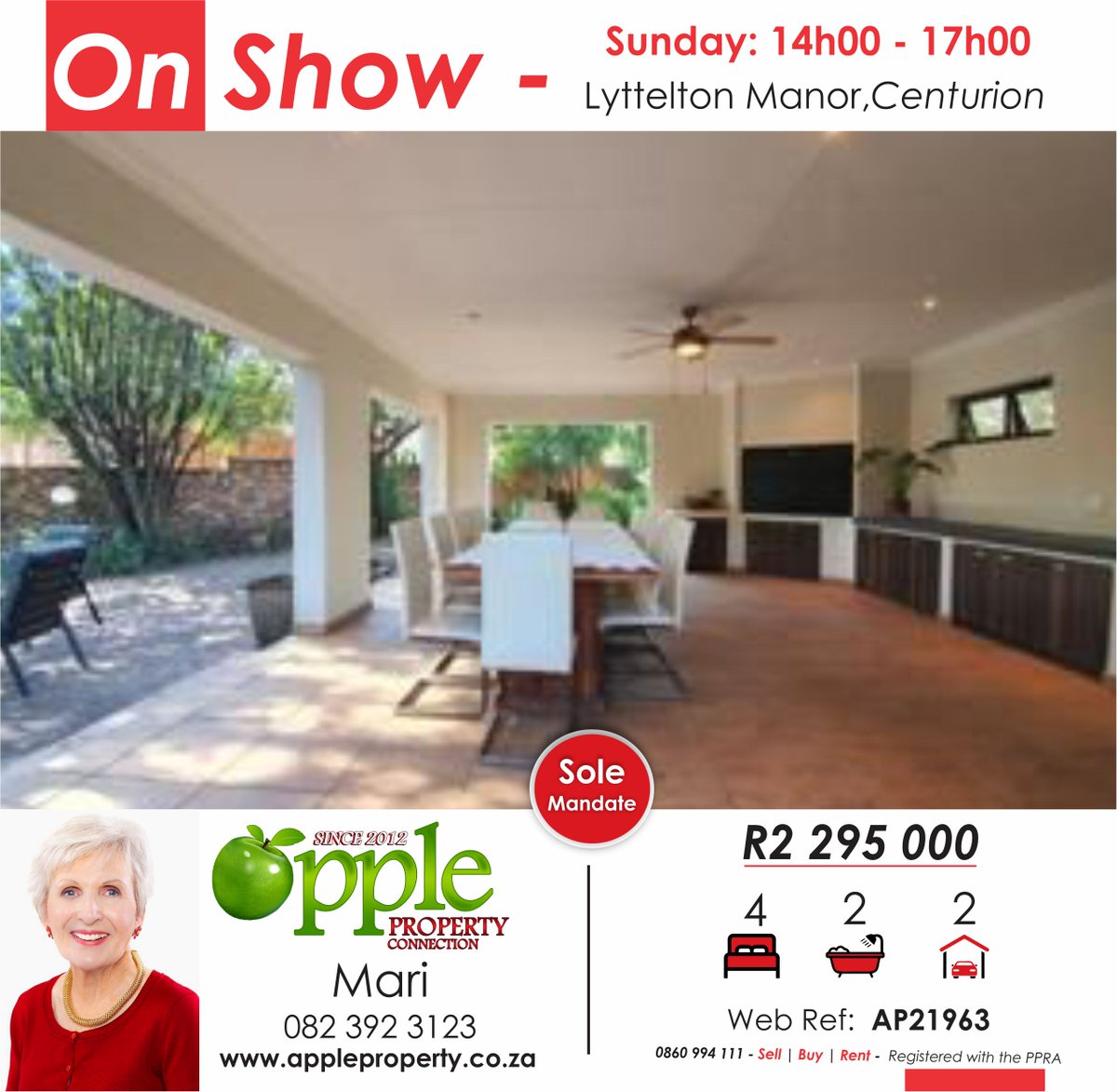 😎CHECK IT OUT! 
🎉ONSHOW 
#forsale #lytteltonmanor #centurion #nationwide #ApplePropertyConnection 

0860 994 111 | appleproperty.co.za