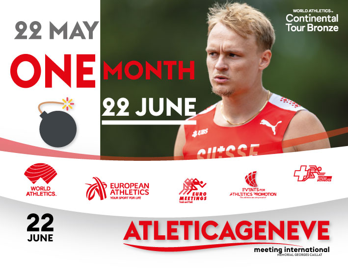 ONE MONTH LEFT @atleticageneve!
@EAPCircuit @WorldAthletics @SwissAthletics @EuroAthletics @GroupeChevalley @GeneveAeroport @GeneveTourisme @lamobiliere @CourseEscalade @infomaniak @readytobrand @Graphax @freelap @Keyenafrance @ATHLE_ch @VilleDeGeneve @GeneveBenevolat @Breitling